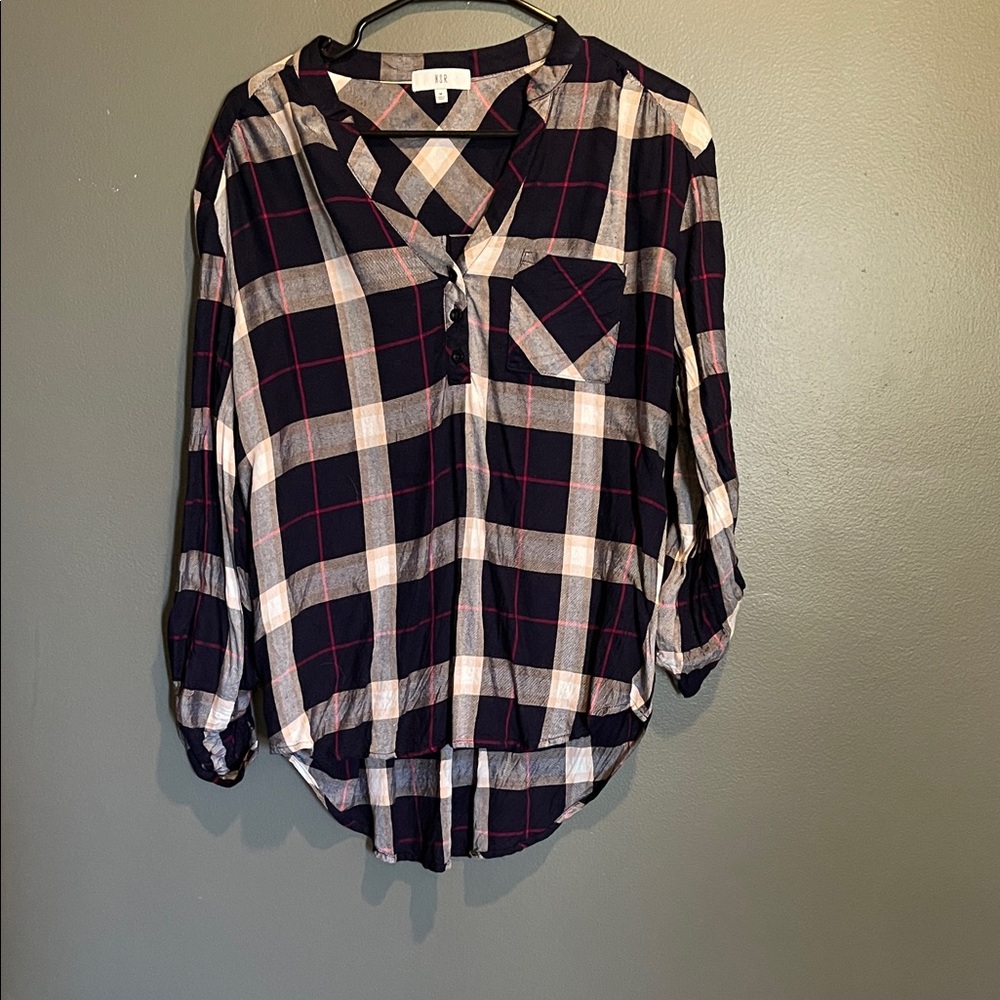 NSR Navy and Red Plaid Shirt